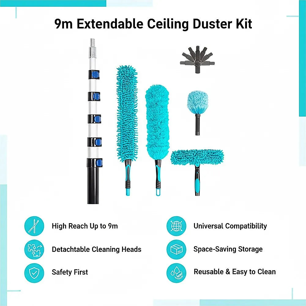 9m Extendable Ceiling Duster Kit – Heavy Duty Telescopic Pole Cleaner - Image 8