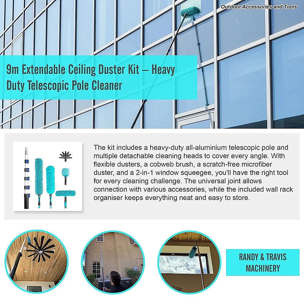 9m Extendable Ceiling Duster Kit – Heavy Duty Telescopic Pole Cleaner - Image 3