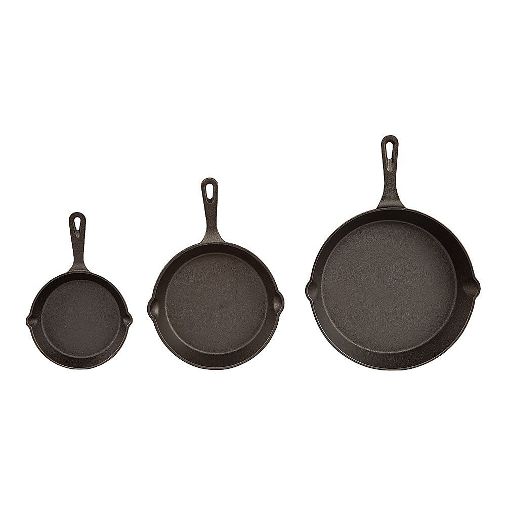 Chef Cast Iron Frying Pan Set – 3PCS Skillet, Grill & Oven Cookware for Home Cooking - Image 4