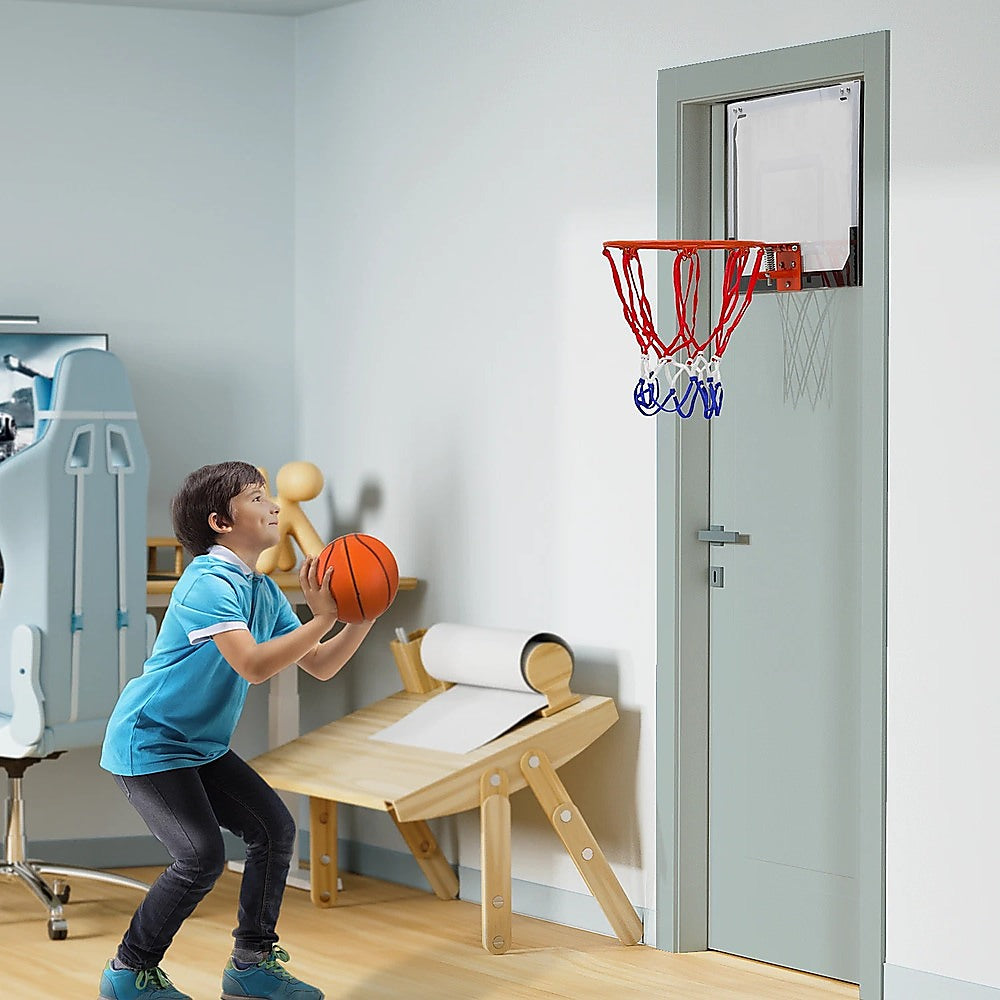 Indoor Mini Basketball Hoop Set – Door Mounted Backboard Kit with Ring & Ball - Image 2