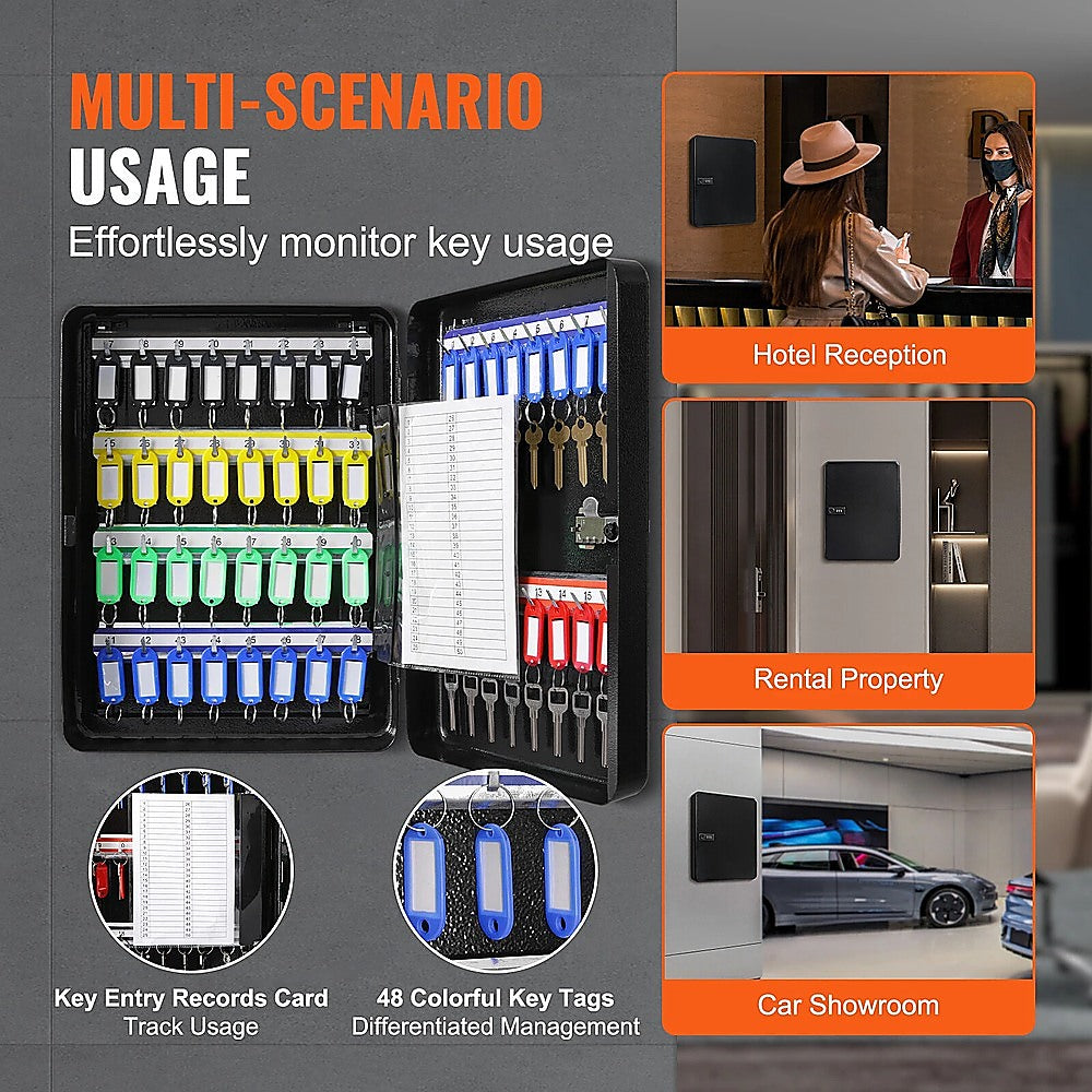 48-Key Cabinet Key Safe with Combination Lock & Keys – Wall Mounted Storage - Image 3