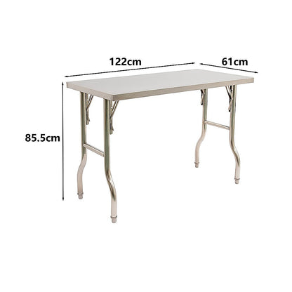 Stainless Steel Kitchen Bench Folding Commercial Prep Work Table 122x61cm - Image 8