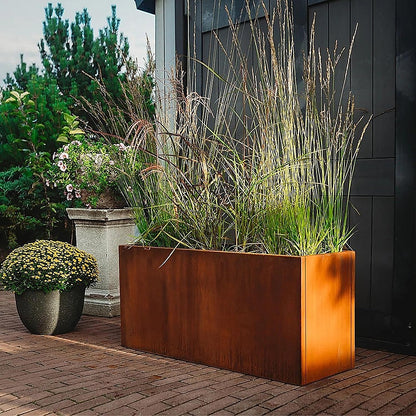 Corten Steel Planter Box 62x40x39cm Outdoor Garden Raised Bed Rust Finish - Image 2