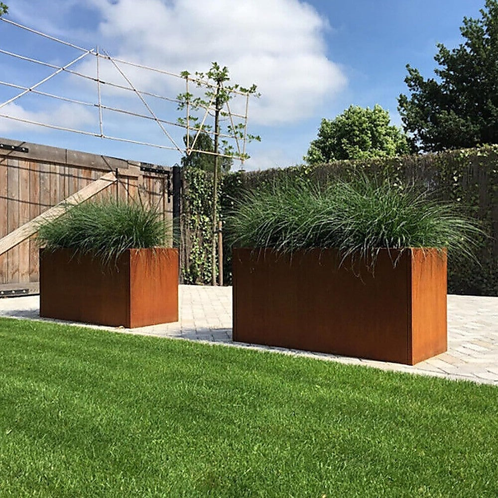 Corten Steel Planter Box 62x40x39cm Outdoor Garden Raised Bed Rust Finish - Image 3