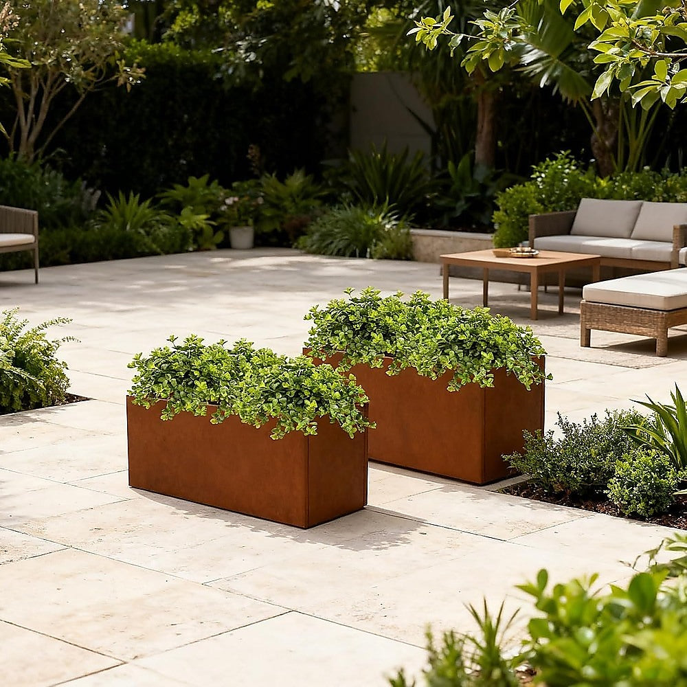 Corten Steel Planter Box 62x40x39cm Outdoor Garden Raised Bed Rust Finish - Image 5