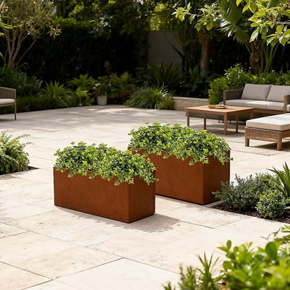 Corten Steel Planter Box 62x40x39cm Outdoor Garden Raised Bed Rust Finish - Image 5