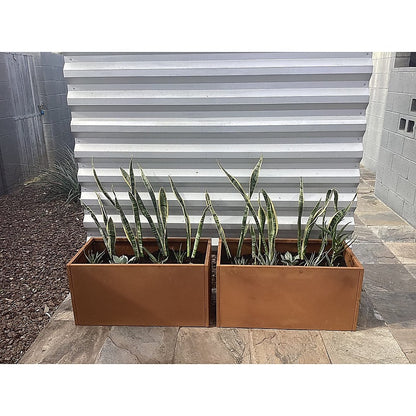 Corten Steel Planter Box 62x40x39cm Outdoor Garden Raised Bed Rust Finish - Image 7