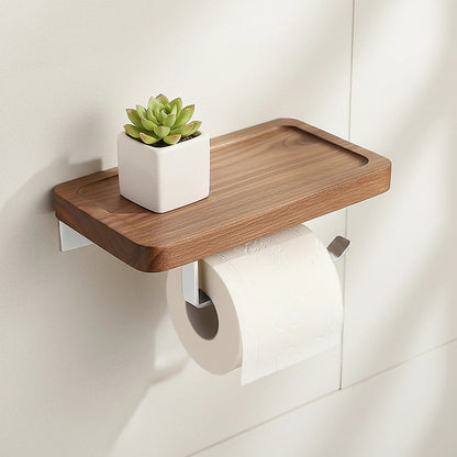 Toilet Paper Holder with Shelf Wall Mounted Bathroom Storage - Image 2