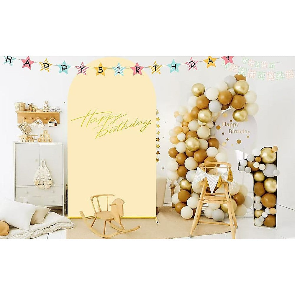 Arch Backdrop Stand with White & Yellow Cover Set for Weddings Events - Image 2