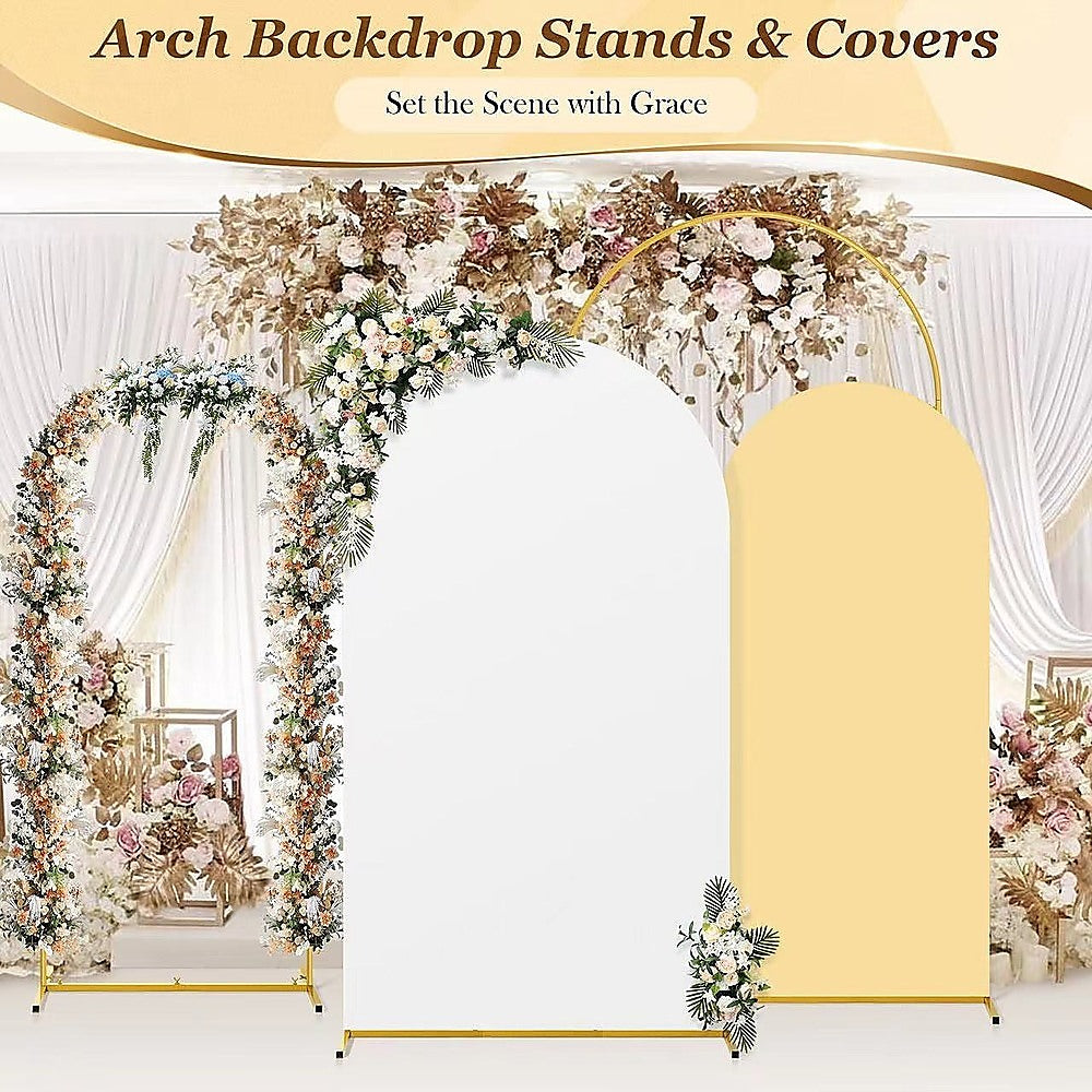 Arch Backdrop Stand with White & Yellow Cover Set for Weddings Events - Image 3