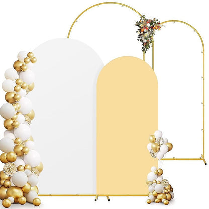 Arch Backdrop Stand with White & Yellow Cover Set for Weddings Events - Image 4