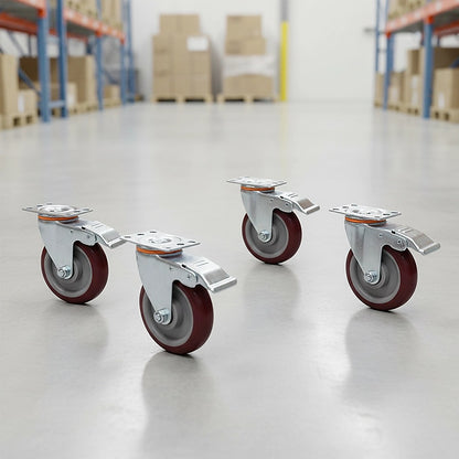 4 Pack 5 Inch Heavy Duty Locking Caster Wheels Swivel Plate Castors - Image 5