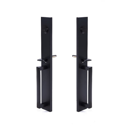 Matte Black Double Door Handle Set Dummy Front Entry Deadbolt Lock