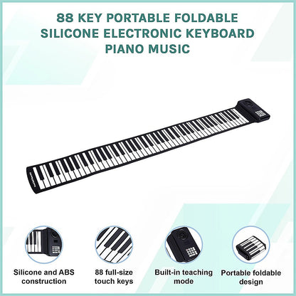 88 Key Portable Foldable Silicone Electronic Keyboard Piano Music - Image 3