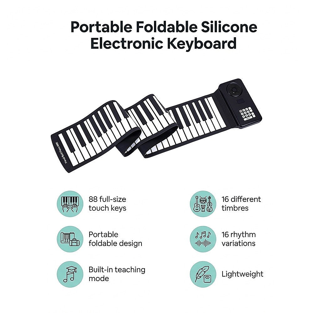 88 Key Portable Foldable Silicone Electronic Keyboard Piano Music - Image 9