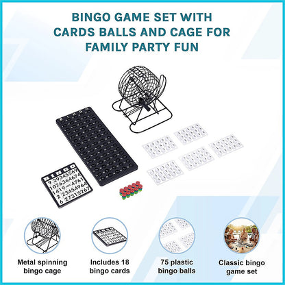 Bingo Game Set with Cards Balls and Cage for Family Party Fun - Image 4