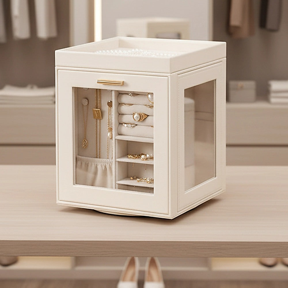 Rotating Organiser Box with Mirror Jewellery Storage for Dressing Table - Image 2