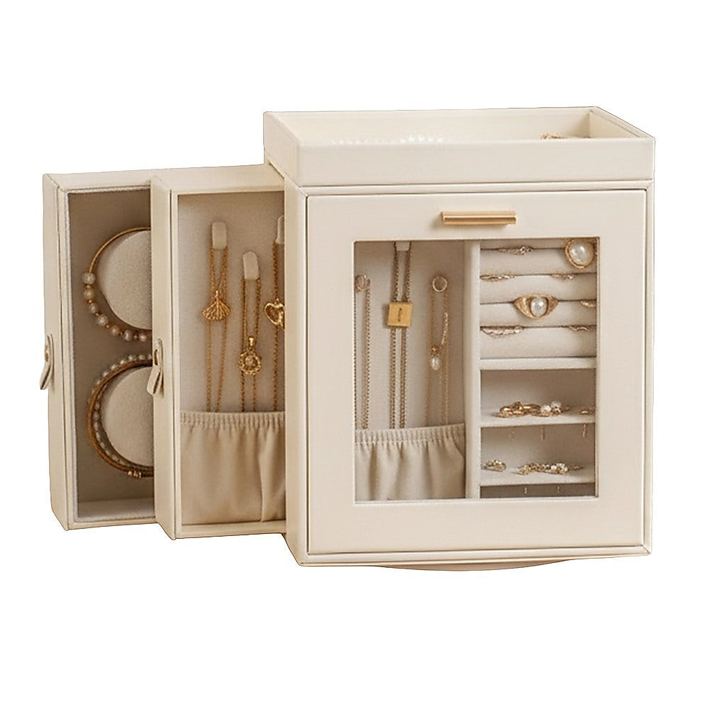 Rotating Organiser Box with Mirror Jewellery Storage for Dressing Table - Image 7