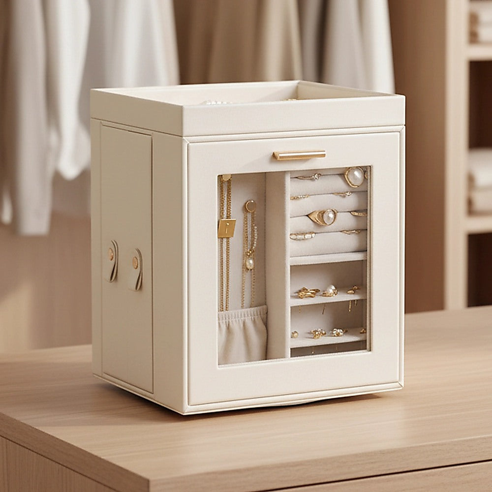 Rotating Organiser Box with Mirror Jewellery Storage for Dressing Table - Image 8