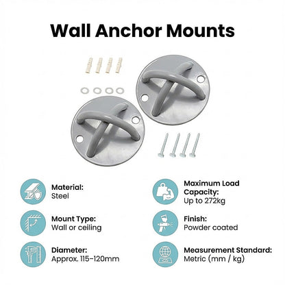 Pair of Grey Wall Anchor Mounts for Battle Ropes and Suspension - Image 6