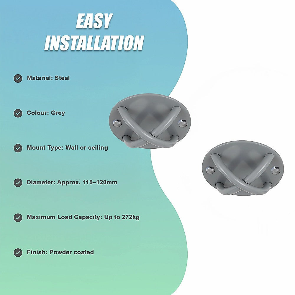 Pair of Grey Wall Anchor Mounts for Battle Ropes and Suspension - Image 9