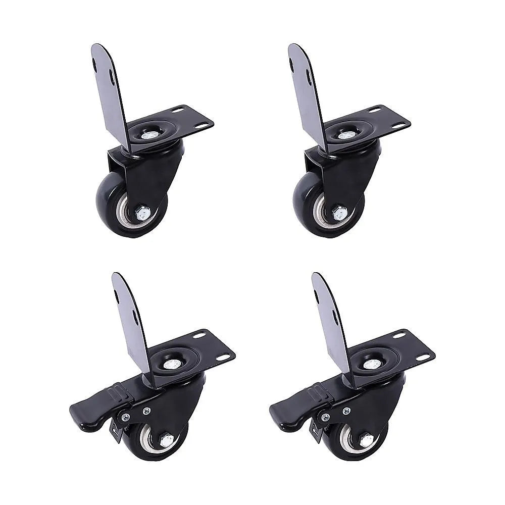 Side Mount Caster Wheels L-Shaped Heavy Duty Set of 4 PVC