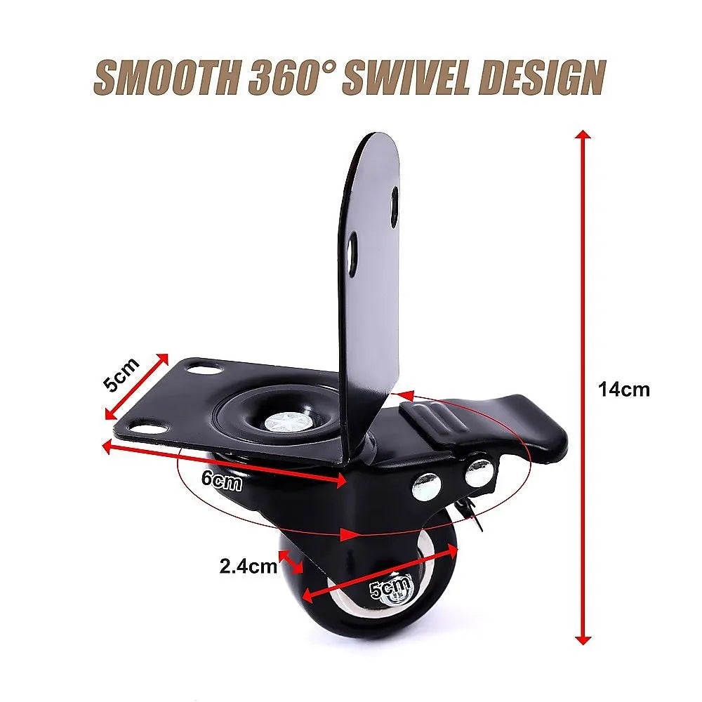 Side Mount Caster Wheels L-Shaped Heavy Duty Set of 4 PVC - Image 9