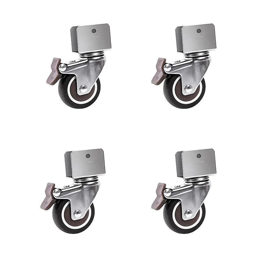 2 Inch U-Shaped TPE Swivel Castor Wheels Set 4 Brake