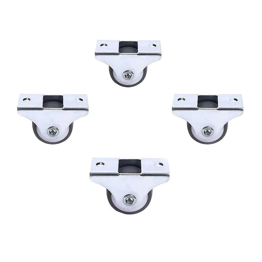 Mini Fixed Caster Wheels Rubber Low Profile Set 4