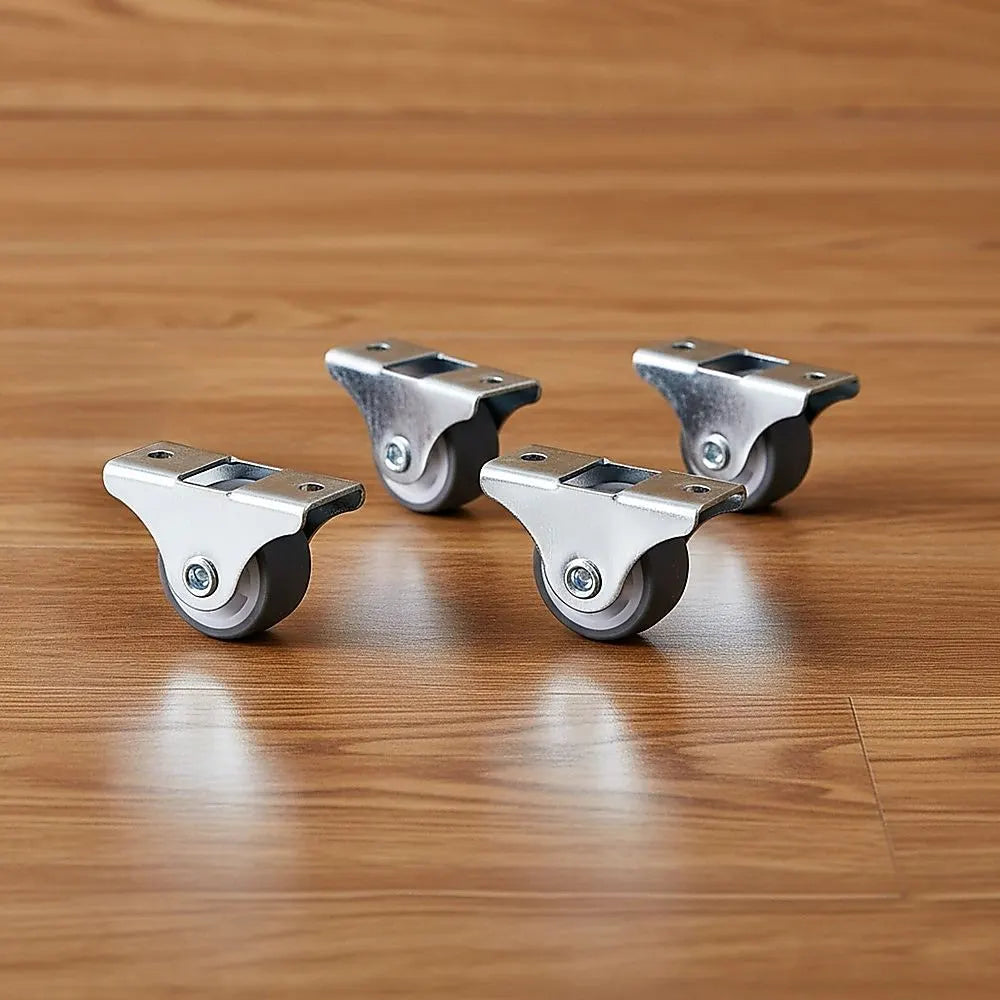 Mini Fixed Caster Wheels Rubber Low Profile Set 4 - Image 8