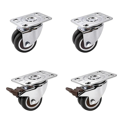 50mm Swivel Caster Wheels Set 4 with Brakes Twin