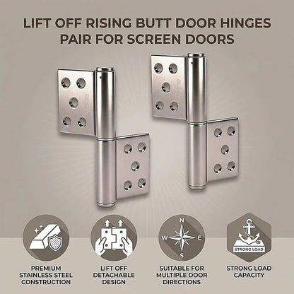 Lift Off Door Hinges Rising Butt Screen Hinge Pair - Image 6