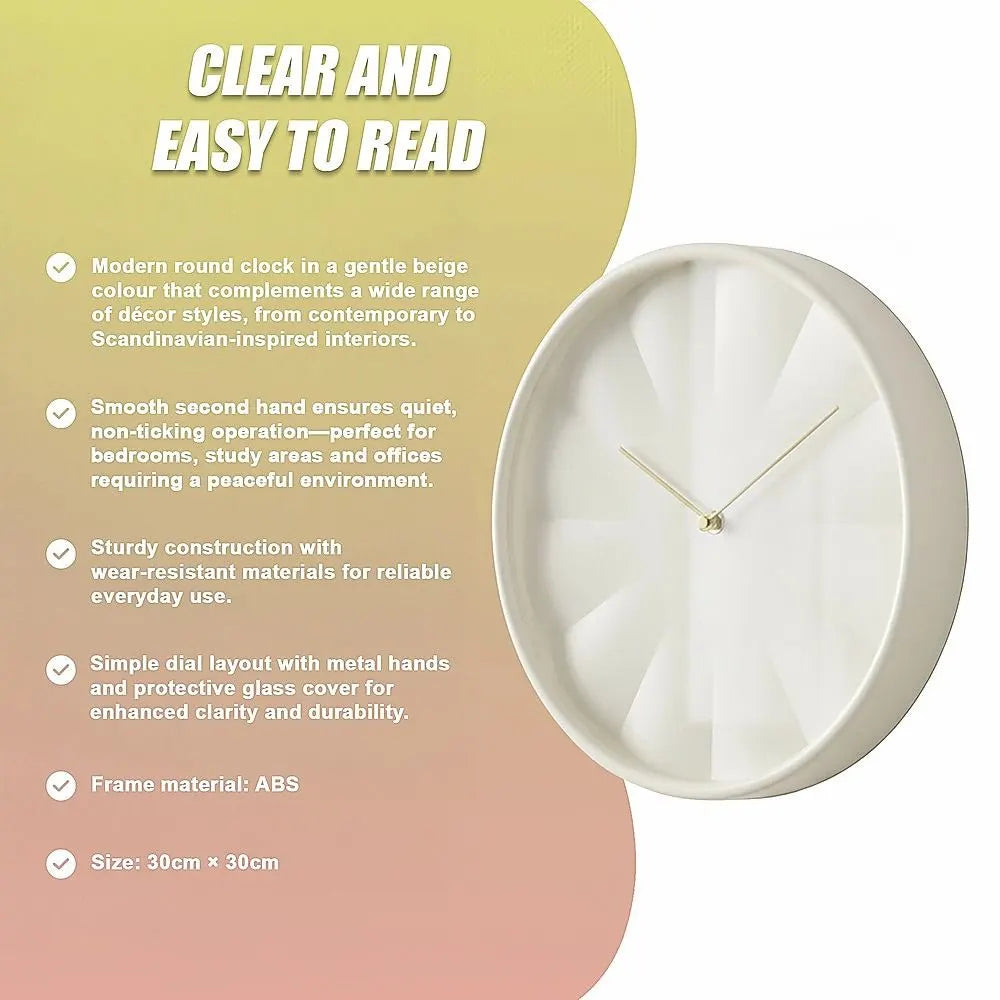 30cm Round Wall Clock Silent Sweep Modern ABS Frame - Image 5