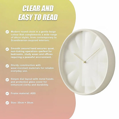 30cm Round Wall Clock Silent Sweep Modern ABS Frame - Image 5