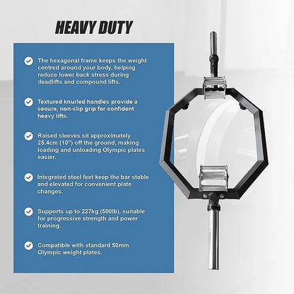 Fitness EZ Load Hex Trap Bar with Knurled Tri Grip - Image 5