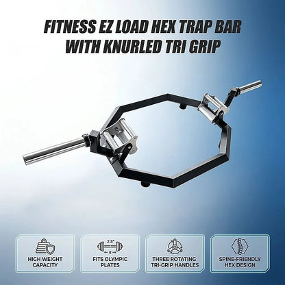Fitness EZ Load Hex Trap Bar with Knurled Tri Grip - Image 6