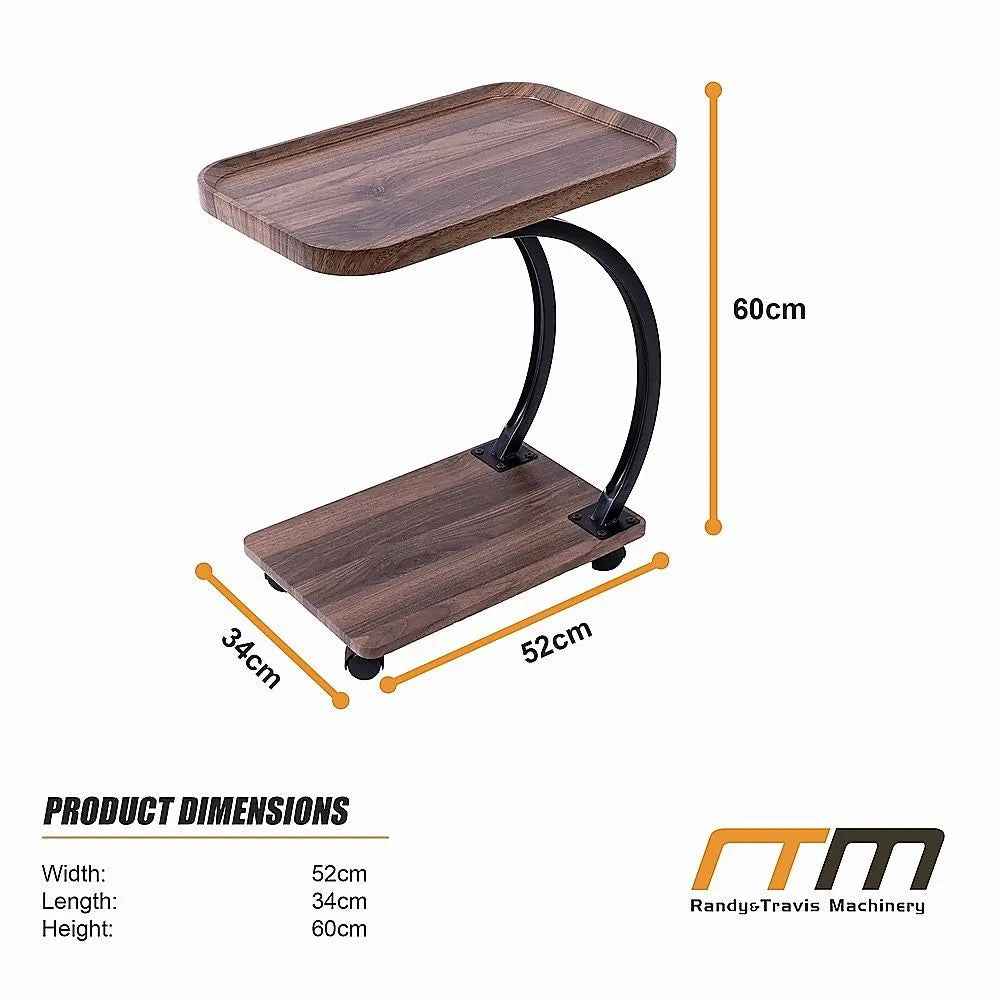 C-Shaped Corner End Table with Wheels Sofa Side - Image 9
