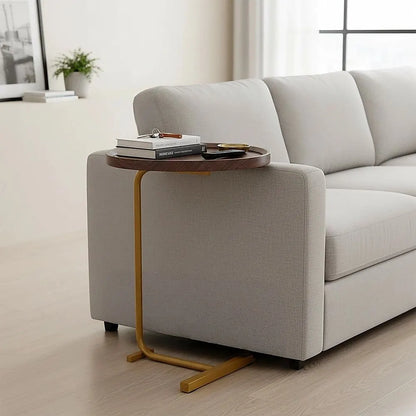 Modern Oval Side Table Gold Base Sofa End Table - Image 2