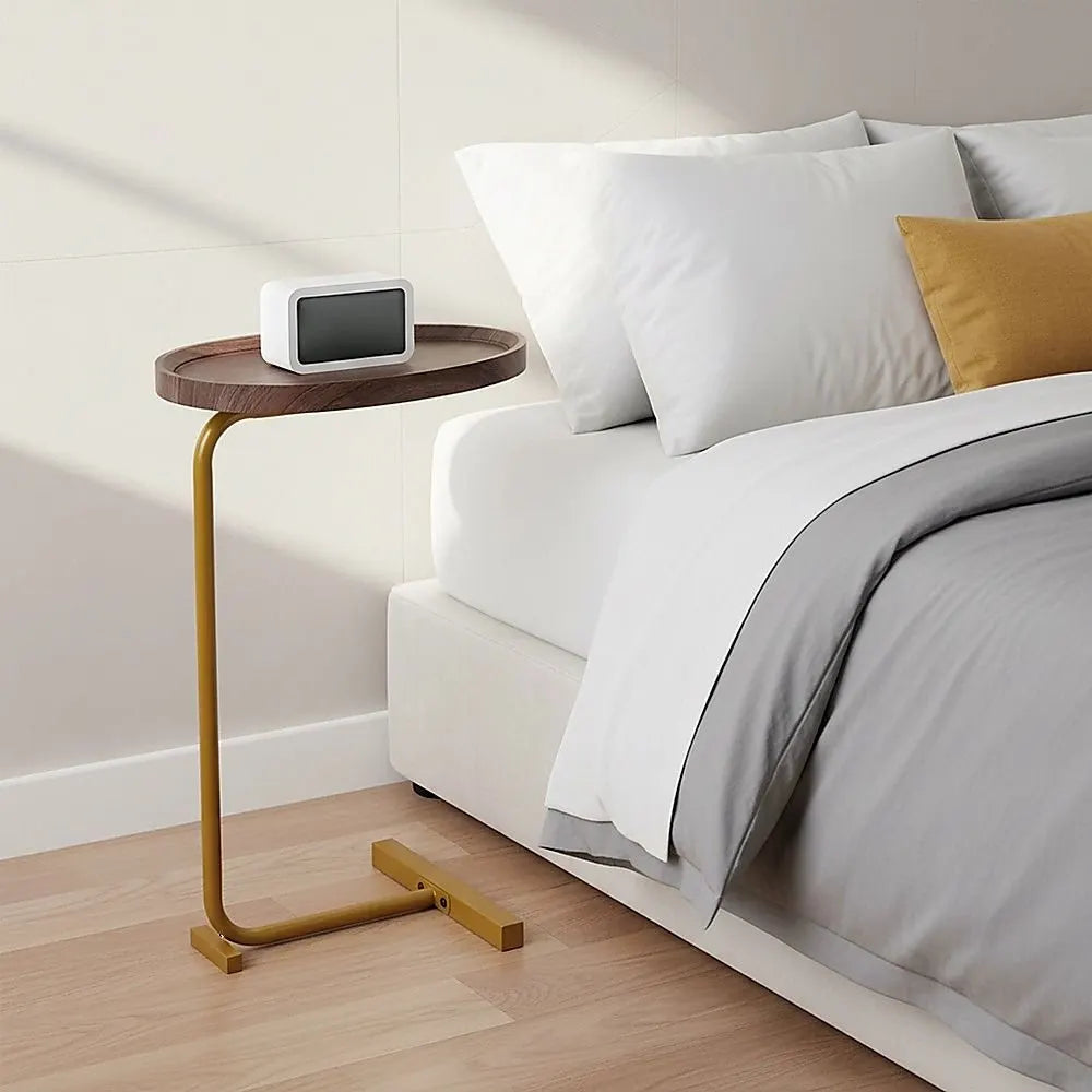 Modern Oval Side Table Gold Base Sofa End Table - Image 3
