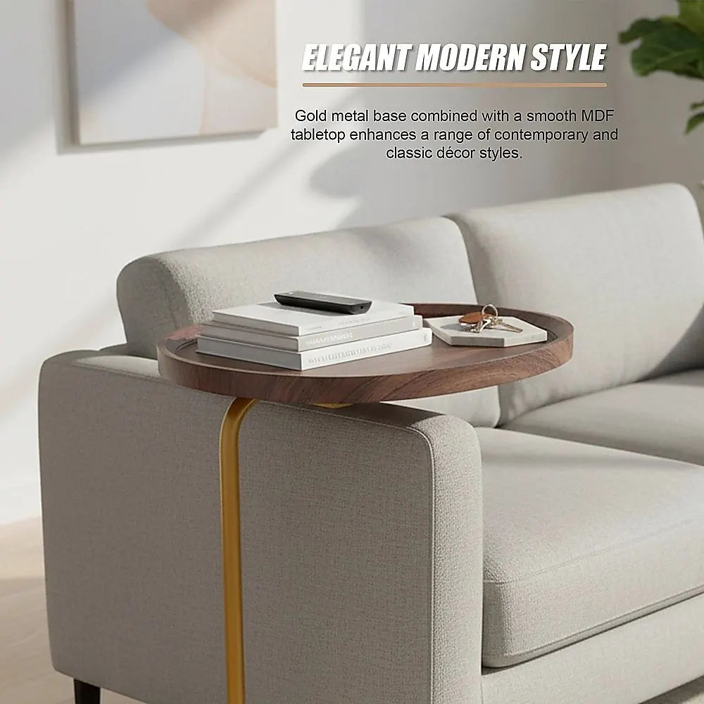 Modern Oval Side Table Gold Base Sofa End Table - Image 8