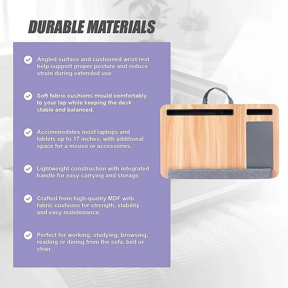 Portable Lap Desk with Mouse Pad Cushion Oak - Image 5