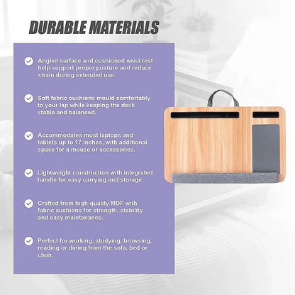 Portable Lap Desk with Mouse Pad Cushion Oak - Image 5