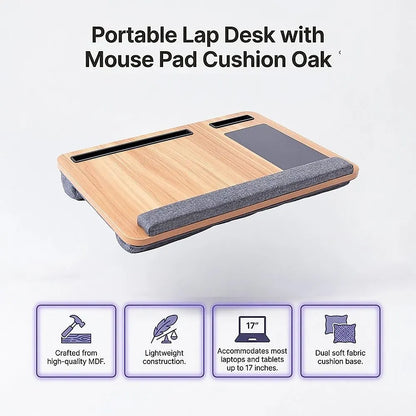 Portable Lap Desk with Mouse Pad Cushion Oak - Image 6