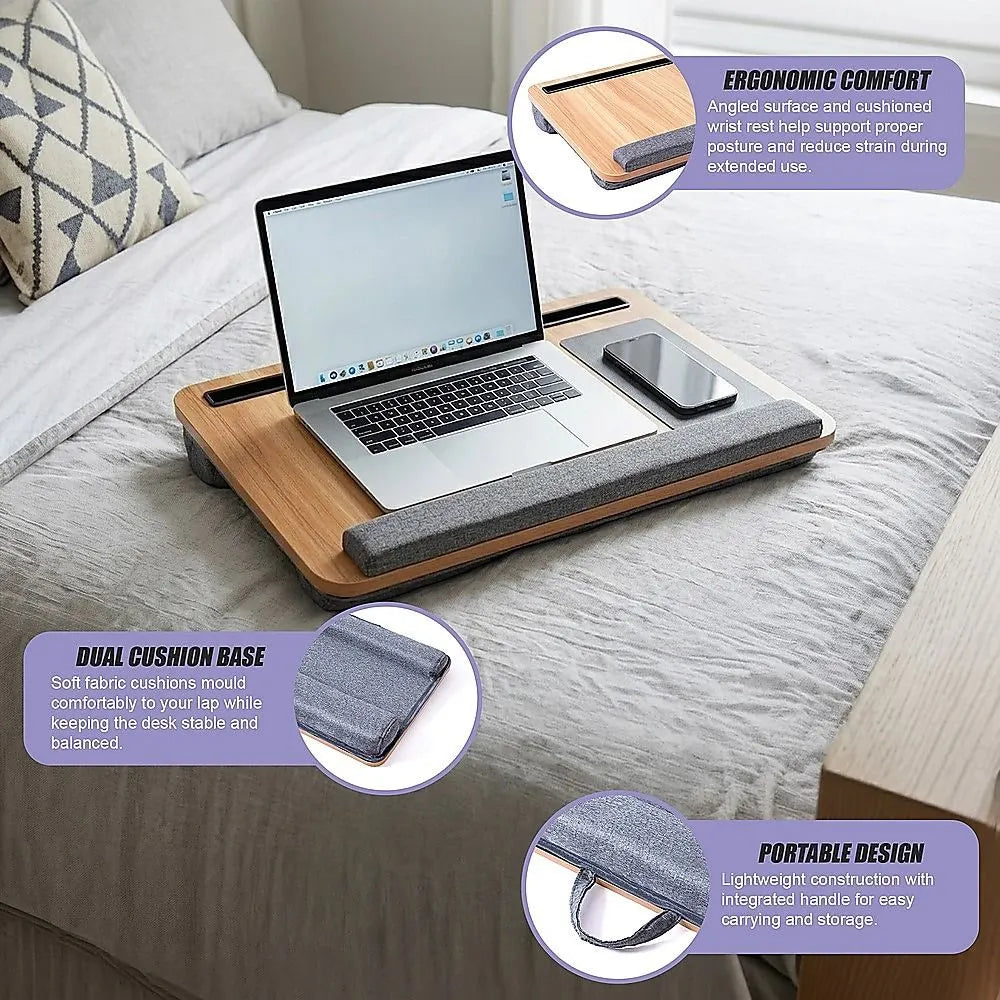 Portable Lap Desk with Mouse Pad Cushion Oak - Image 8