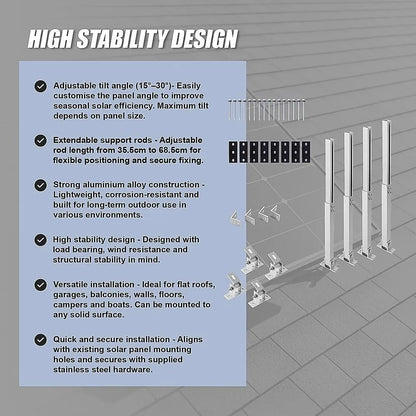 2 Set Adjustable Solar Panel Tilt Mount Brackets - Image 5