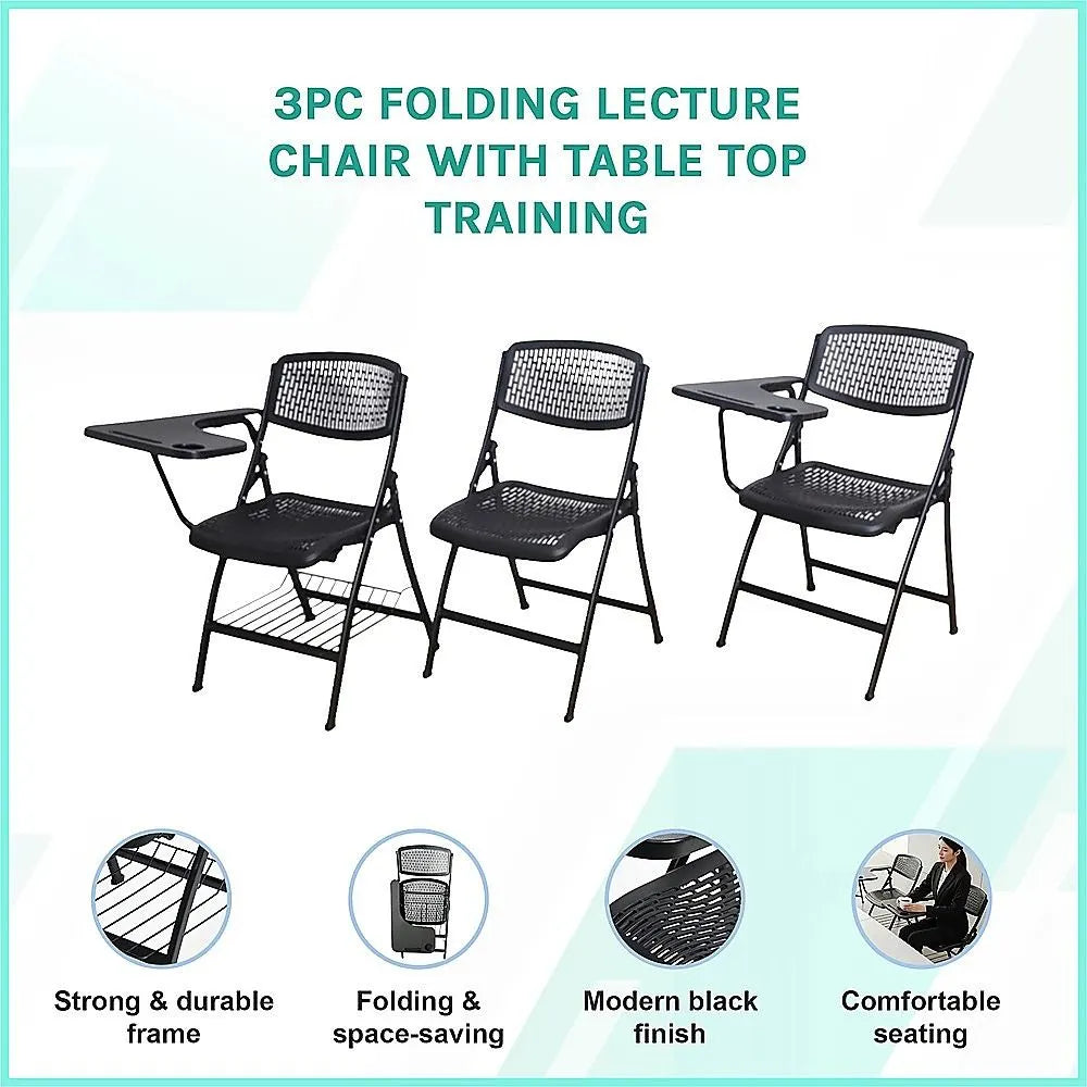 3pc Folding Lecture Chair with Table Top Training - Image 3