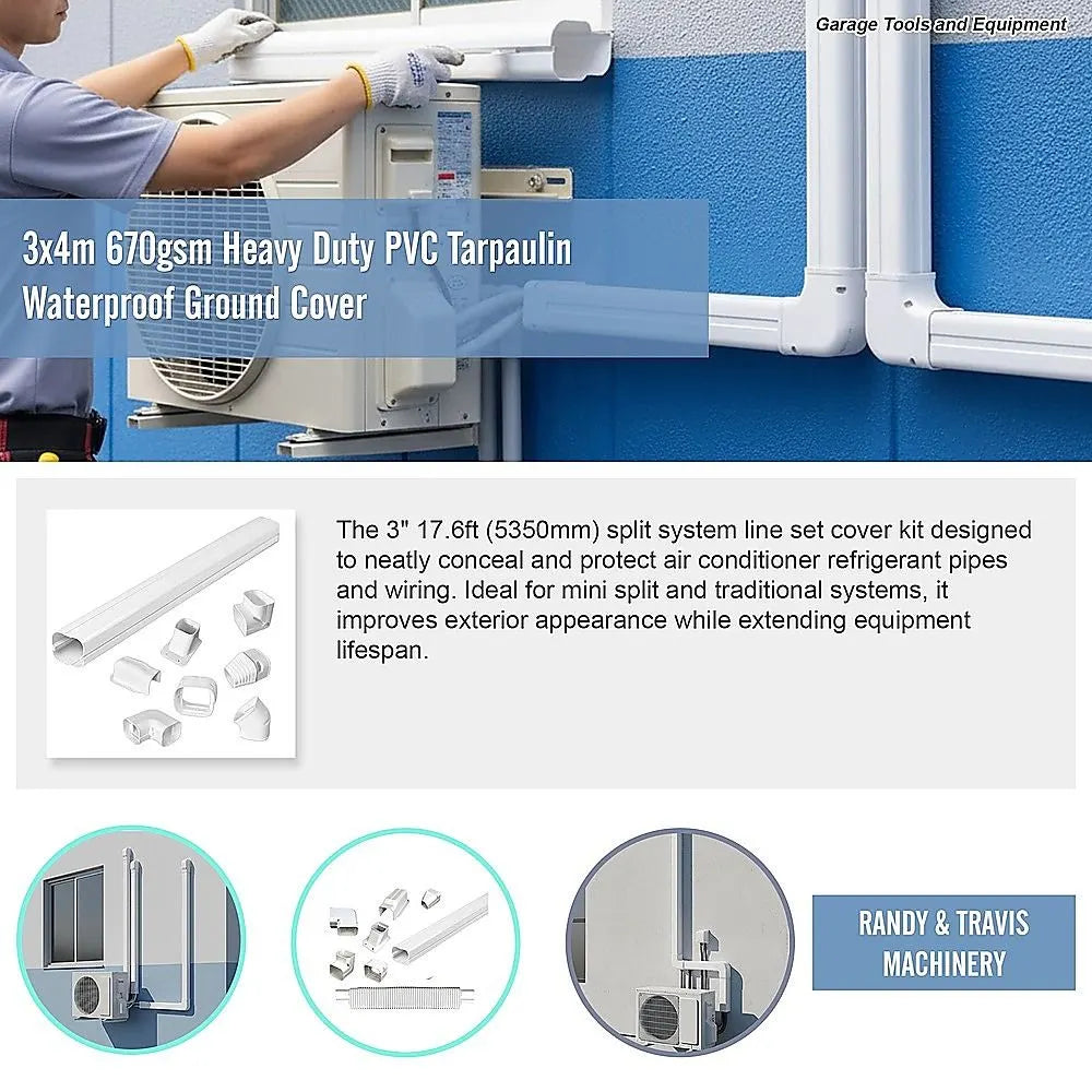 75mm 5.4m Mini Split Line Set Cover Kit PVC for Air Conditioner Installation - Image 6