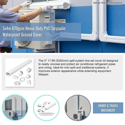75mm 5.4m Mini Split Line Set Cover Kit PVC for Air Conditioner Installation - Image 6