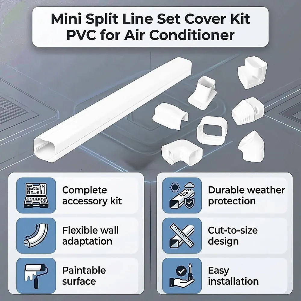75mm 5.4m Mini Split Line Set Cover Kit PVC for Air Conditioner Installation - Image 8