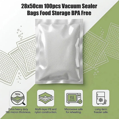 28cm x 50cm 100pcs Vacuum Sealer Bags Food Storage - Image 3